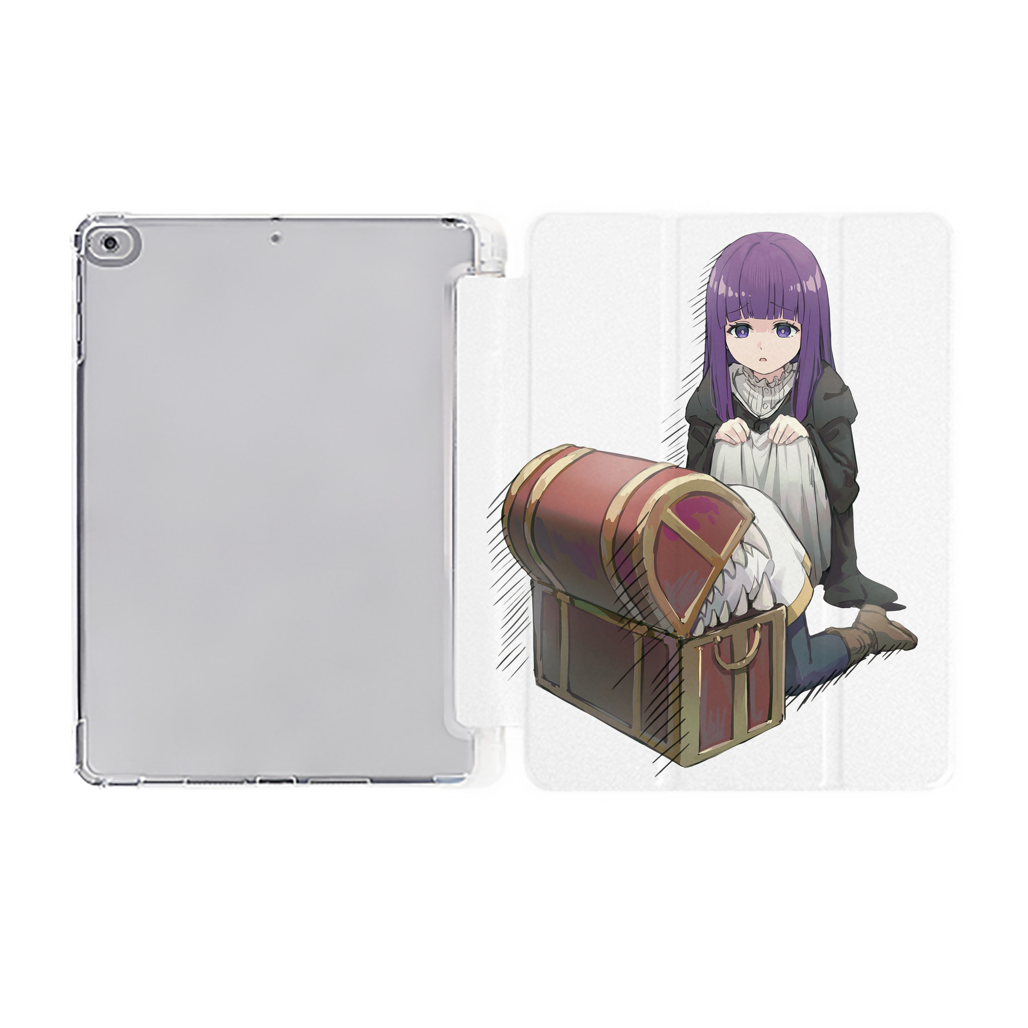 （画像用） 葬送のフリーレン Frieren IPad ケース ペン収納付き 三つ折りスタンド PUレザー×シリコン 対応機種9.5/10.5/10.9インチ